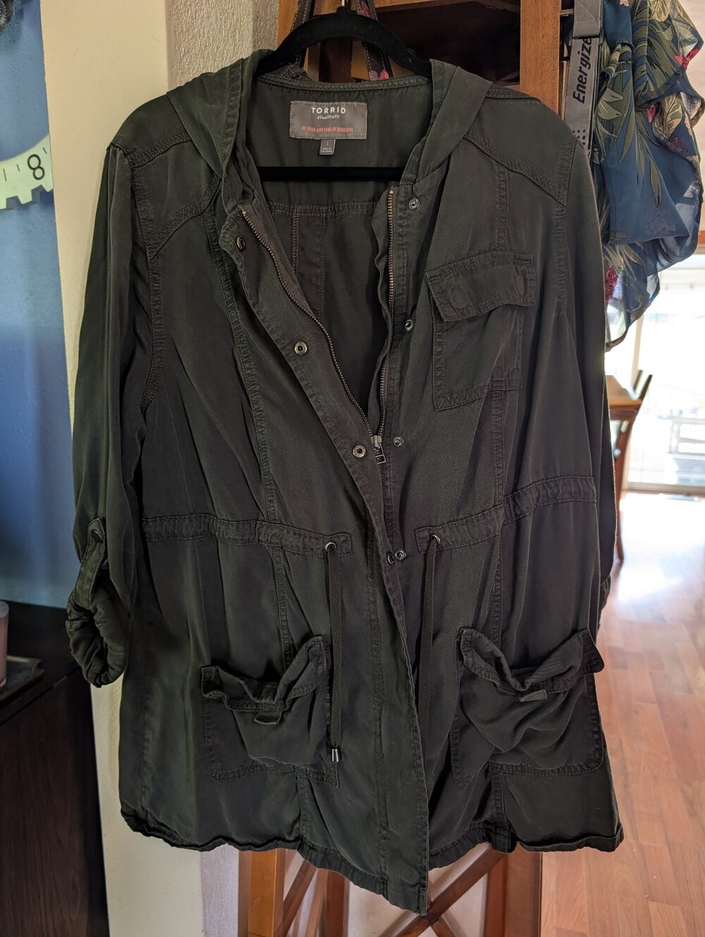 torrid Olive Utility Hooded Anorak Jacket